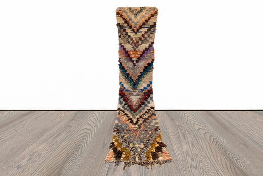 Tapis de couloir marocain étroit et coloré de 2 x 11 pieds.
