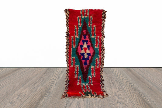 Tapis de couloir marocain coloré de petite taille, 2 x 6 pieds.