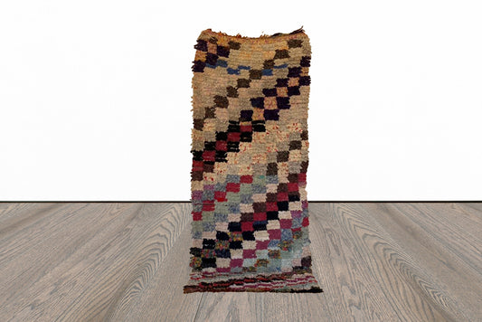 Boucherouite Moroccan area rug 3x7 ft.