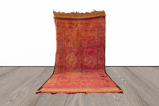 Moroccan large vintage woven rug 5x10 ft..