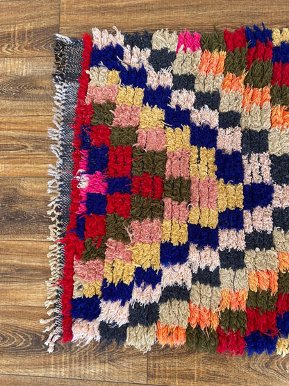 3x8 ft Moroccan colorful runner rug.