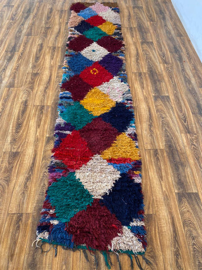 2x11 ft long colorful Moroccan runner rug.