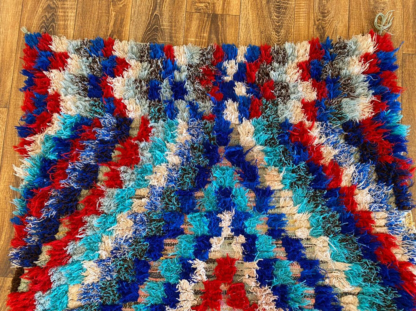 4x9 ft Moroccan Berber  colorful rug.