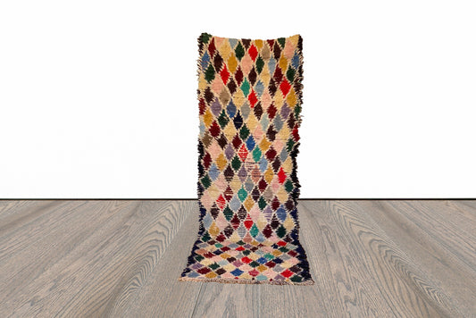 Moroccan Berber colorful runner rug 3x10 ft.