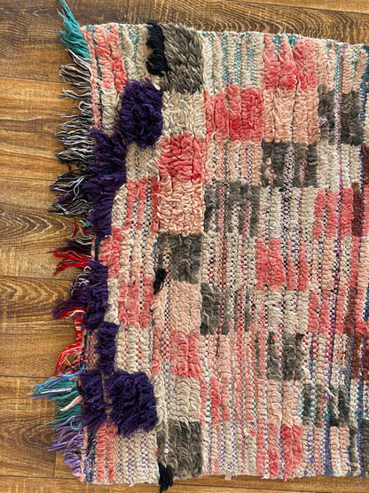 Moroccan narrow worn runner rug 3x11 ft.