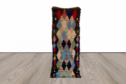 Tapis berbère marocain vintage 2x6 pieds.