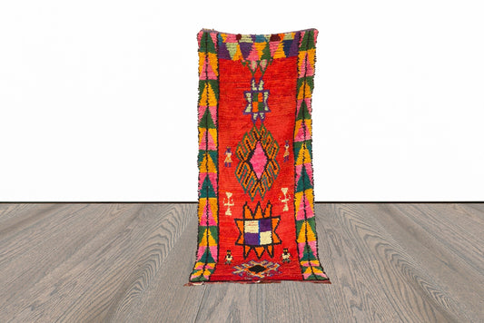 Moroccan colorful area rug 3x8 ft.