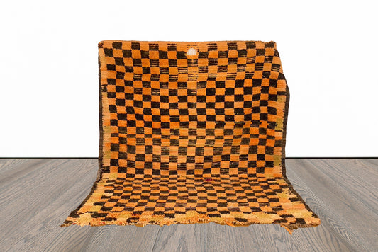 5x6 ft Moroccan vintage checkered rug.