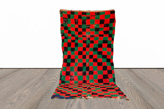 5x9 ft Moroccan vintage checkered rug.