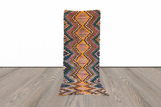 Tapis de couloir marocain coloré de 3 x 10 pieds.