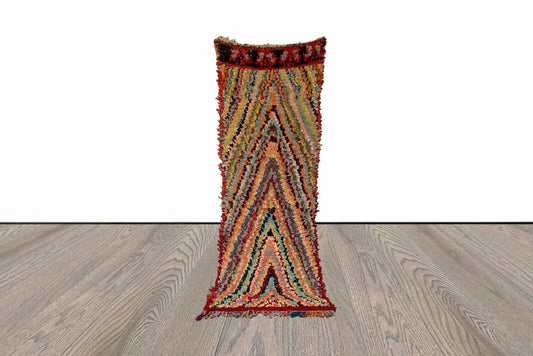Moroccan Boucherouite runner rug 3x7 ft.