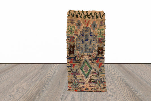 Tapis marocain Boucherouite 2x6 pieds.