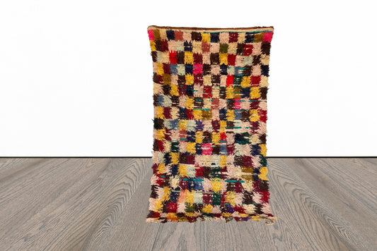 4x6 ft Moroccan vintage colorful rug.