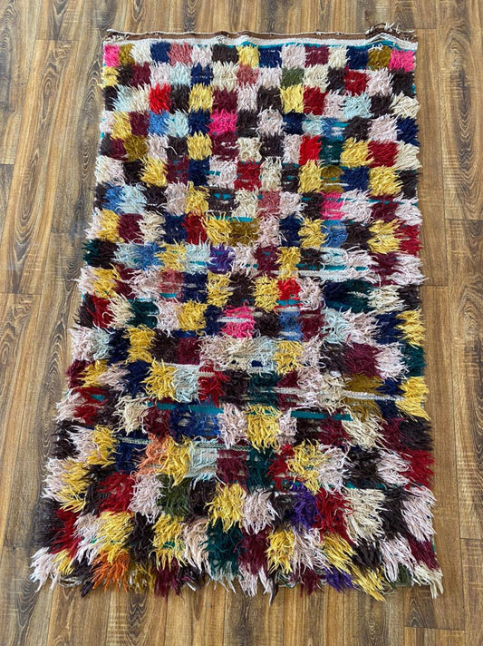 4x6 ft Moroccan vintage colorful rug.