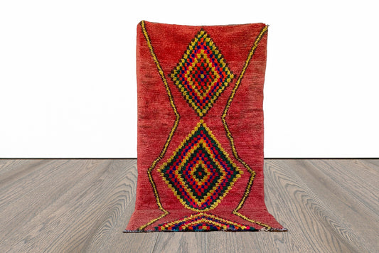 Vintage Moroccan Berber rug 3x6 ft.