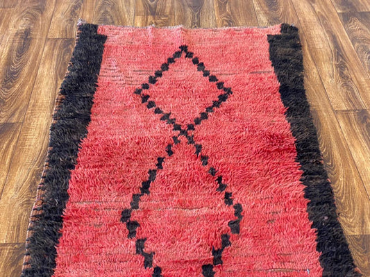 Tapis de couloir marocain étroit de 3 x 13 pieds de long.