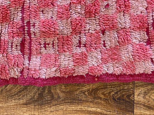 checkered Moroccan vintage rug 3x8 ft.