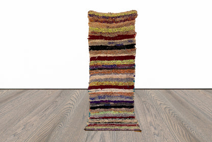 Narrow Moroccan striped runner rug 2x8 ft.