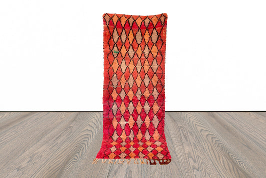 Vintage Moroccan wool runner rug 3x8 ft.