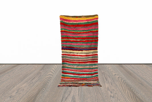Moroccan Berber striped rug 3x8 ft.