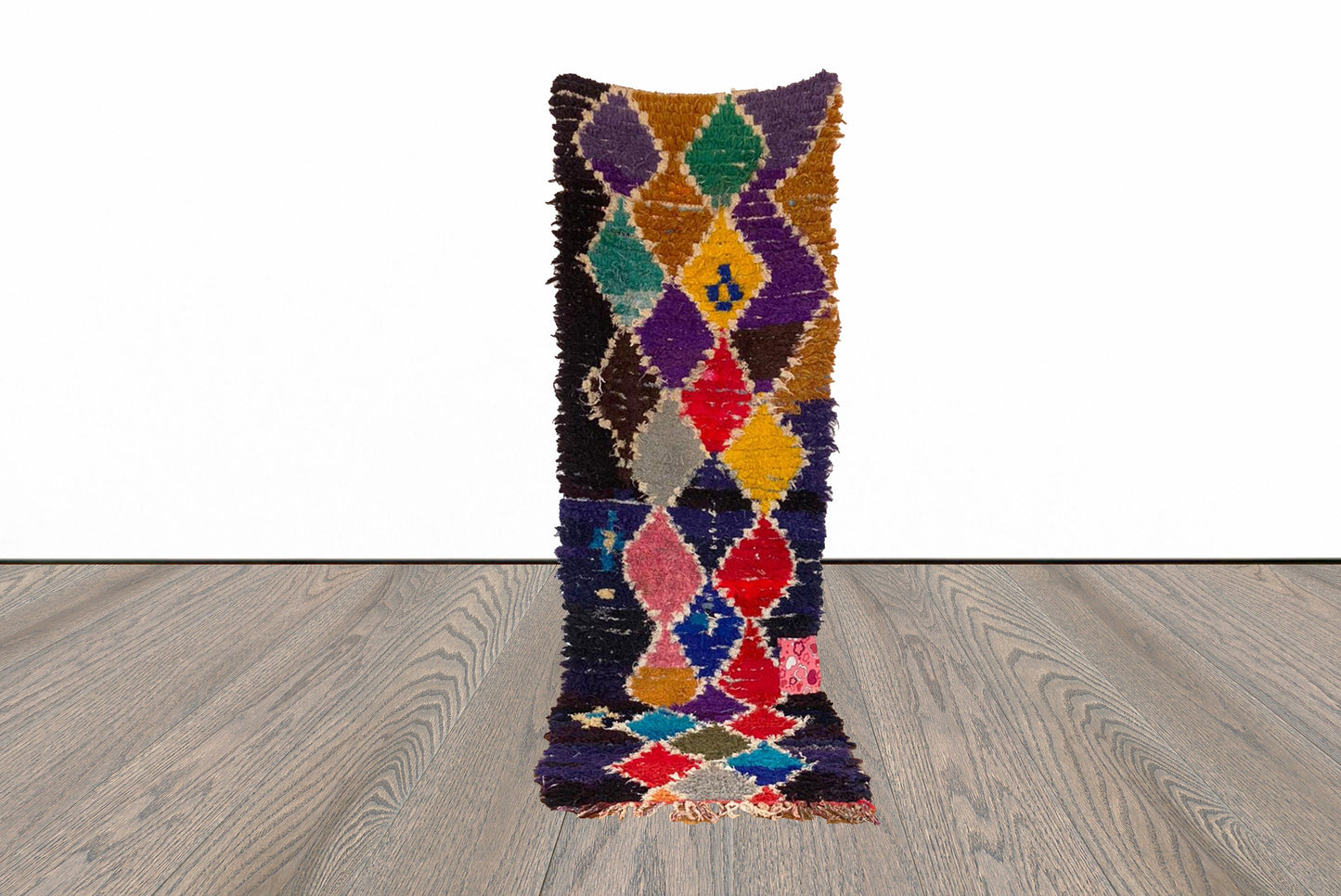 3x9 ft Moroccan colorful Berber runner rug.