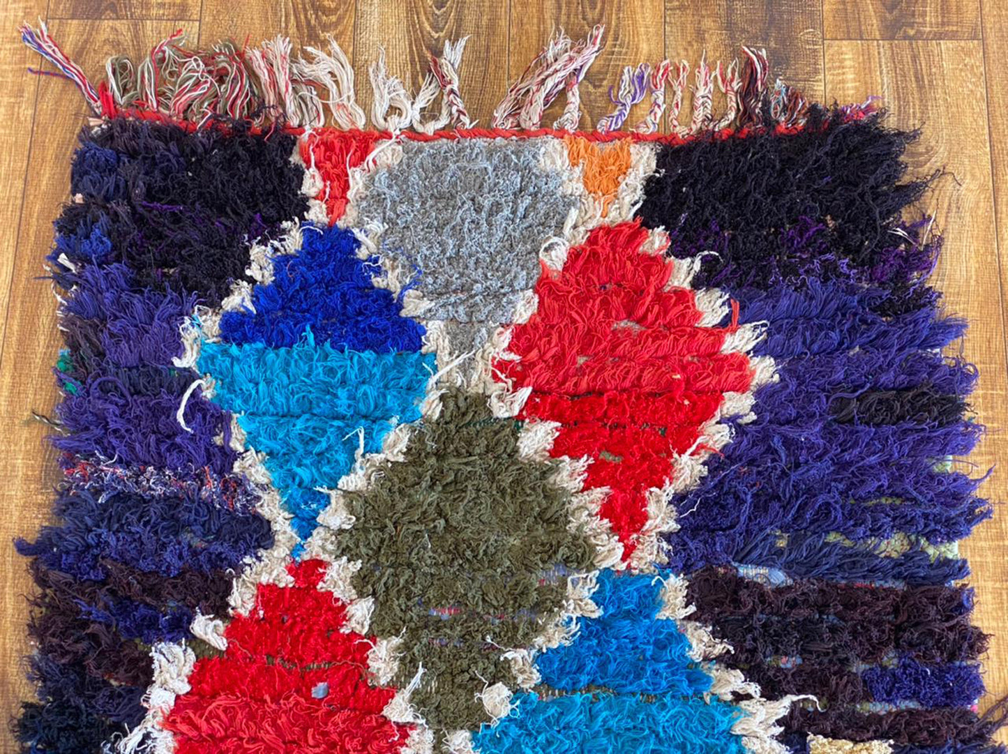 3x9 ft Moroccan colorful Berber runner rug.