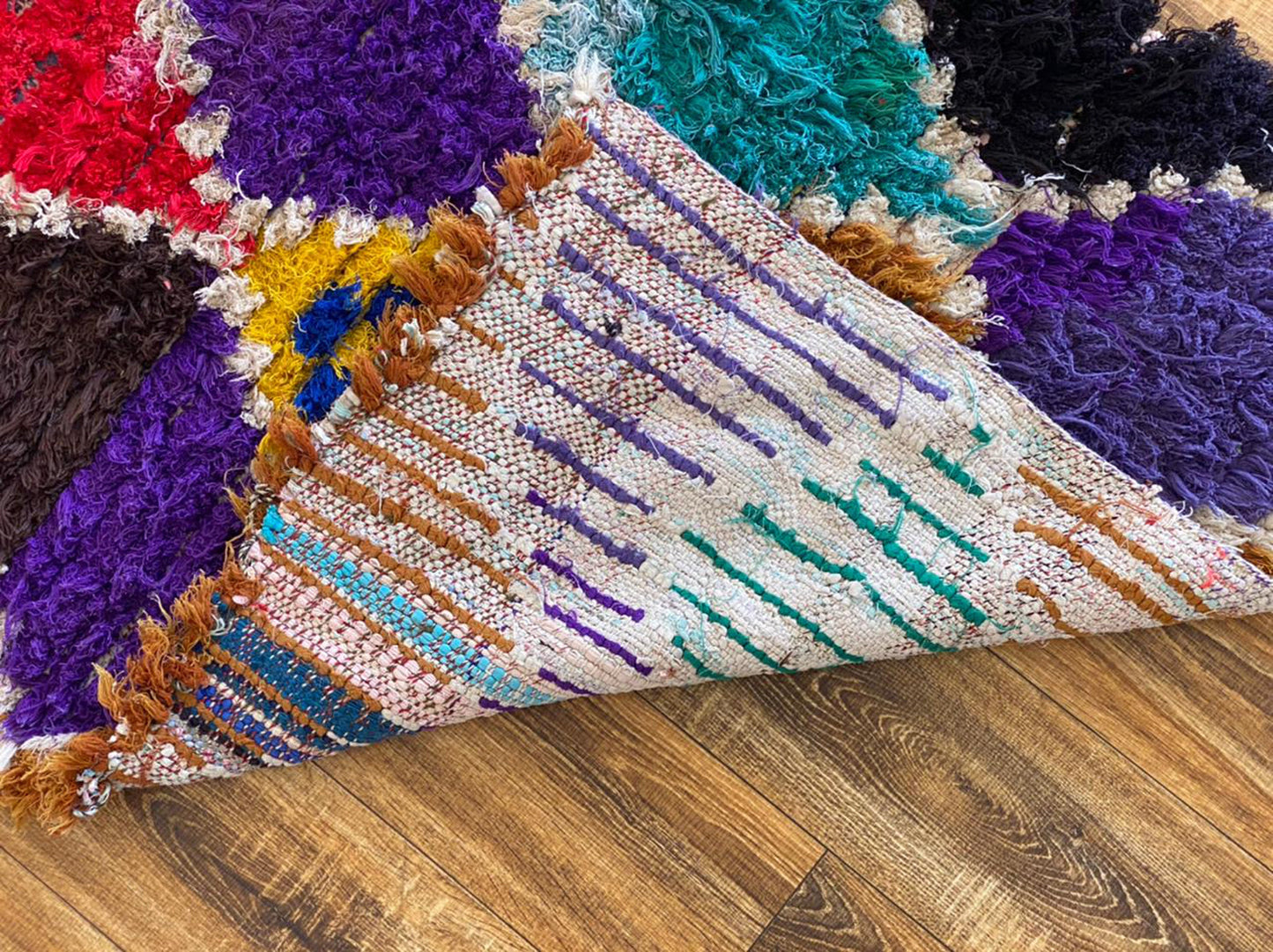 3x9 ft Moroccan colorful Berber runner rug.