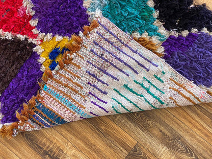 3x9 ft Moroccan colorful Berber runner rug.