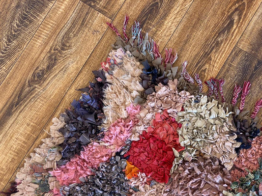 4x7 ft Moroccan Boucherouite colorful rug.