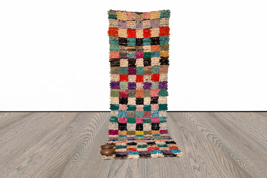 Moroccan Boucherouite runner rug 3x10 ft.