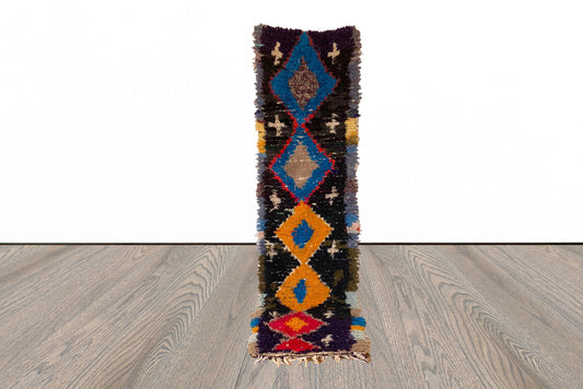 Moroccan narrow colorful runner rug 2x9 ft.