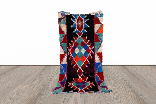 Small Moroccan vintage rug 2x5 ft.