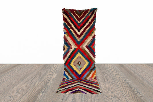 Moroccan vintage colorful runner rug 3x10 ft.