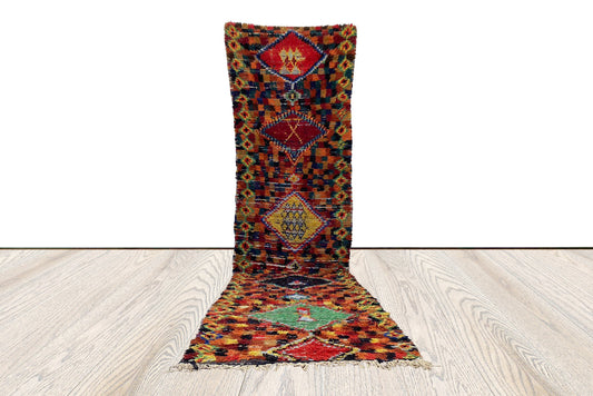 Tapis de couloir vintage 3x12 pieds, tapis berbère marocain.