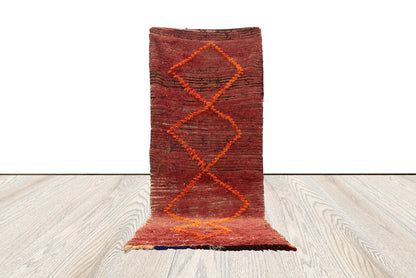 4x9 ft Vintage woven Berber rug, Moroccan runner Rug.