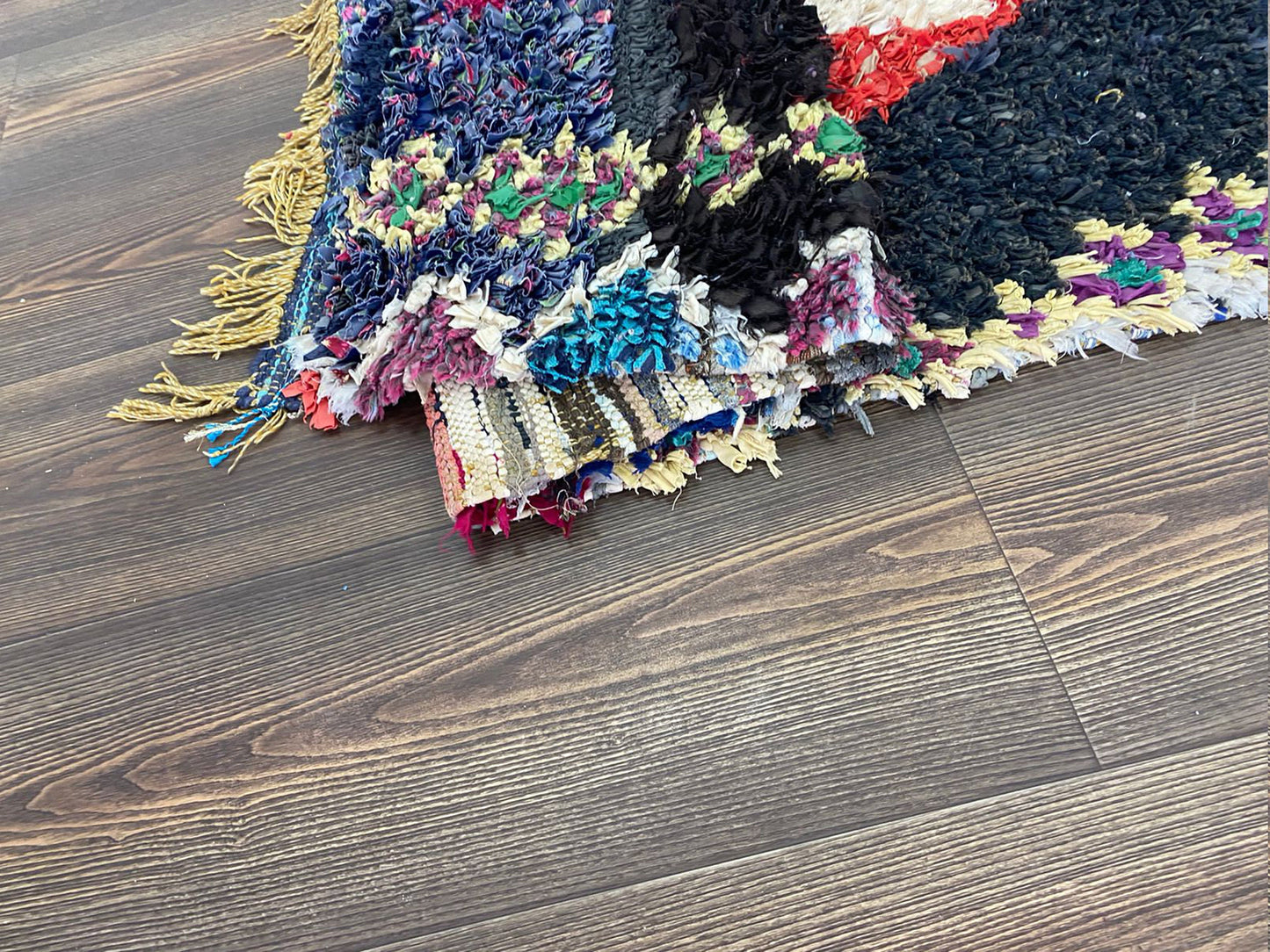 4x6 ft colored small Rug, Boucherouite Moroccan Vintage area Rug.