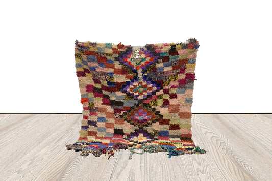 Moroccan Berber old woven rug,Vintage bohemian home rug, 4x6 ft Colorful Boucherouite runner rug