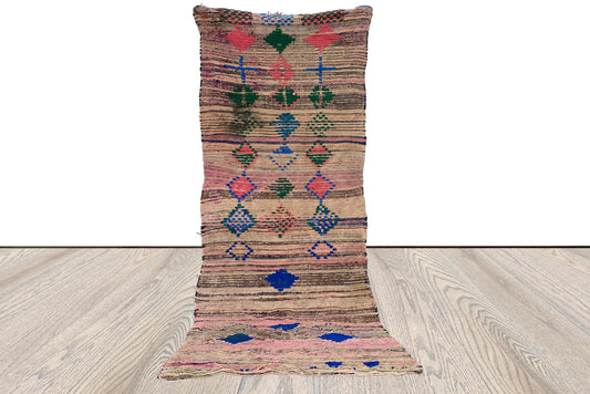 Moroccan berber abstract runner rug, 3x9 ft vintage entryway rug,