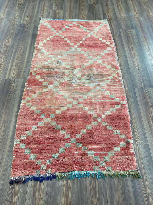 moroccan berber vintage runner rug, 3x7 ft diamond rug.