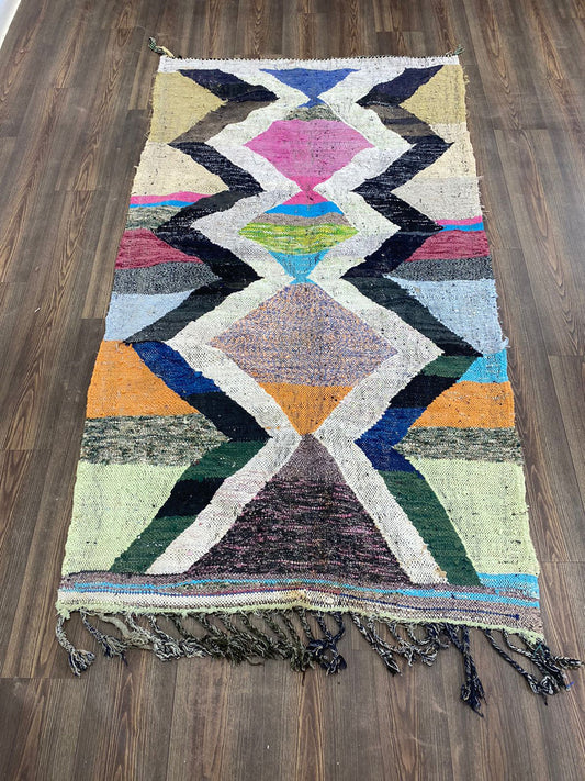 4x7 ft moroccan kilim flatweave vintage rug, tribal woven area rugs.