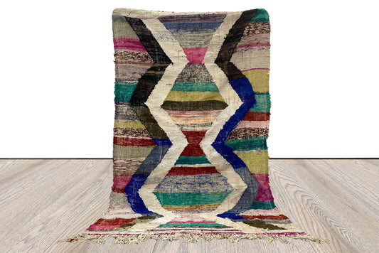 4x8 ft bohemian vintage area rug, moroccan berber flatweave rug.