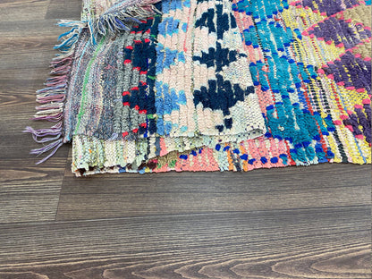 3 x 11 ft moroccan long runner, tribal berber diamond vintage colorful narrow rug.