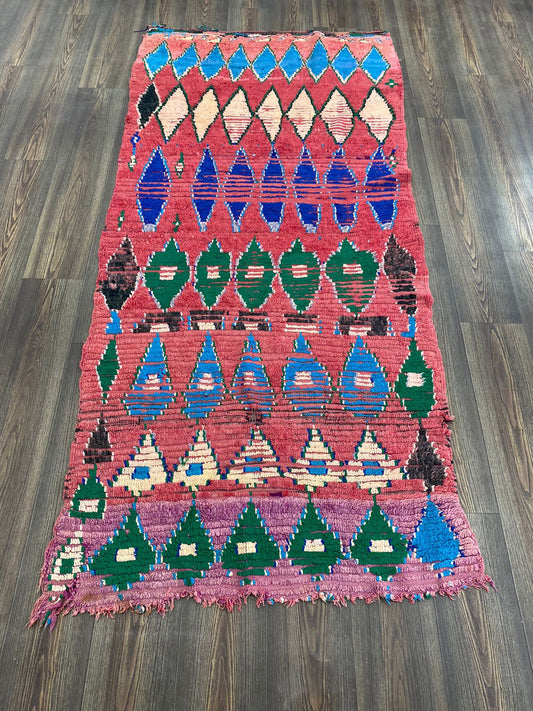 Tapis de couloir berbère marocain de 3 pieds sur 8 pieds, tapis étroit tissé tribal.