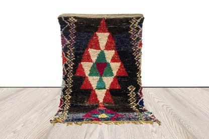 4x6 ft colored small Rug, Boucherouite Moroccan Vintage area Rug.