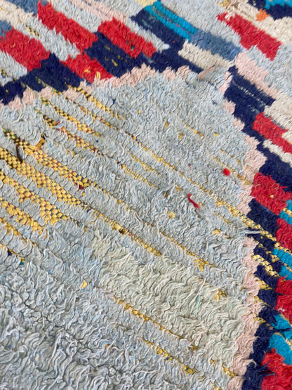 7x3 ft Moroccan Berber checker narrow runner rug.