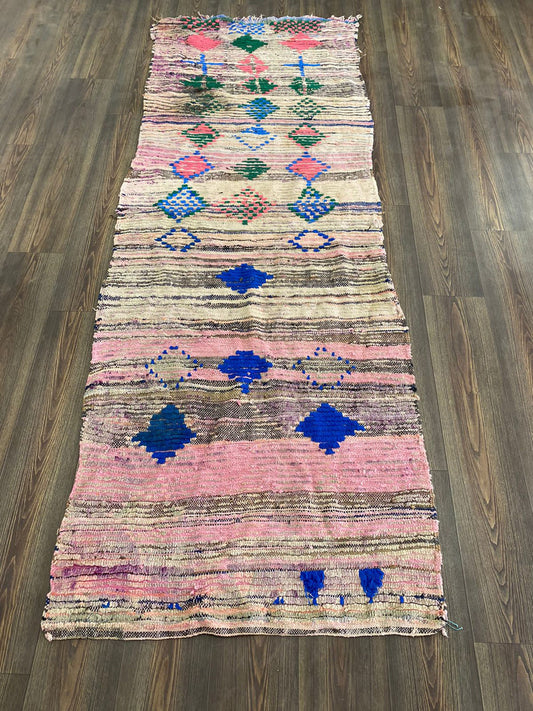 Moroccan berber abstract runner rug, 3x9 ft vintage entryway rug,
