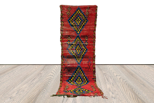 Tapis berbère marocain vintage 2x8 pieds, tapis décoration intérieure bohème.