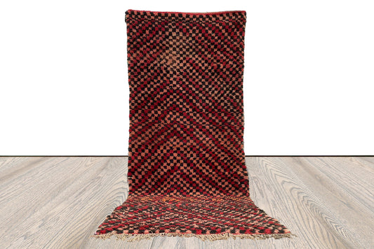 moroccan vintage striped area Rug, berber checkered 4 by 9 ft.