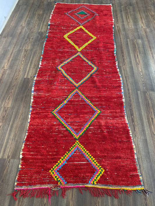 Moroccan Runner Hallway rug, Moroccan wool rug, 4x10 ft Entryway rug,  Moroccan Long rug, Berber runner Rug, Runner Rug.