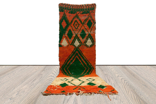 Tapis de couloir long coloré vintage 3x10 pieds, tapis berbère marocain étroit.